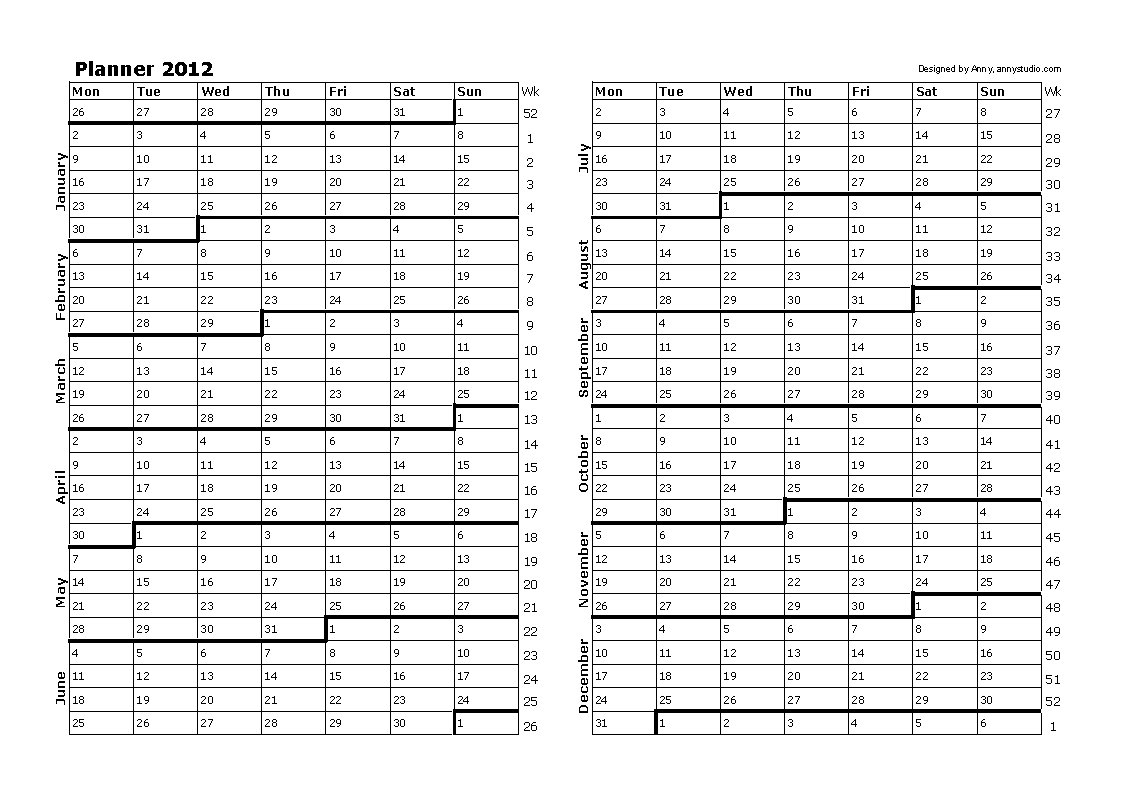 Year Planner template 2014 - editable.