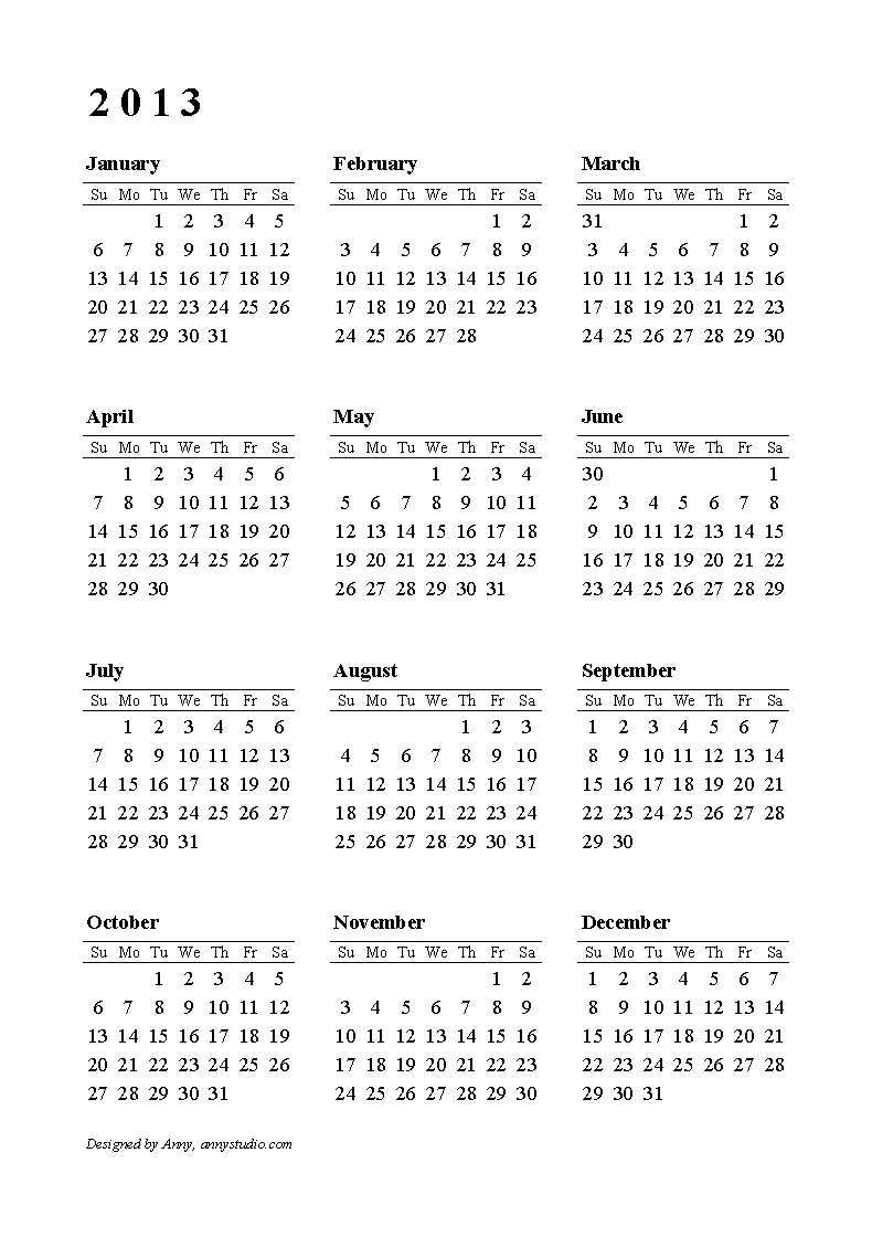 A4 Calendar