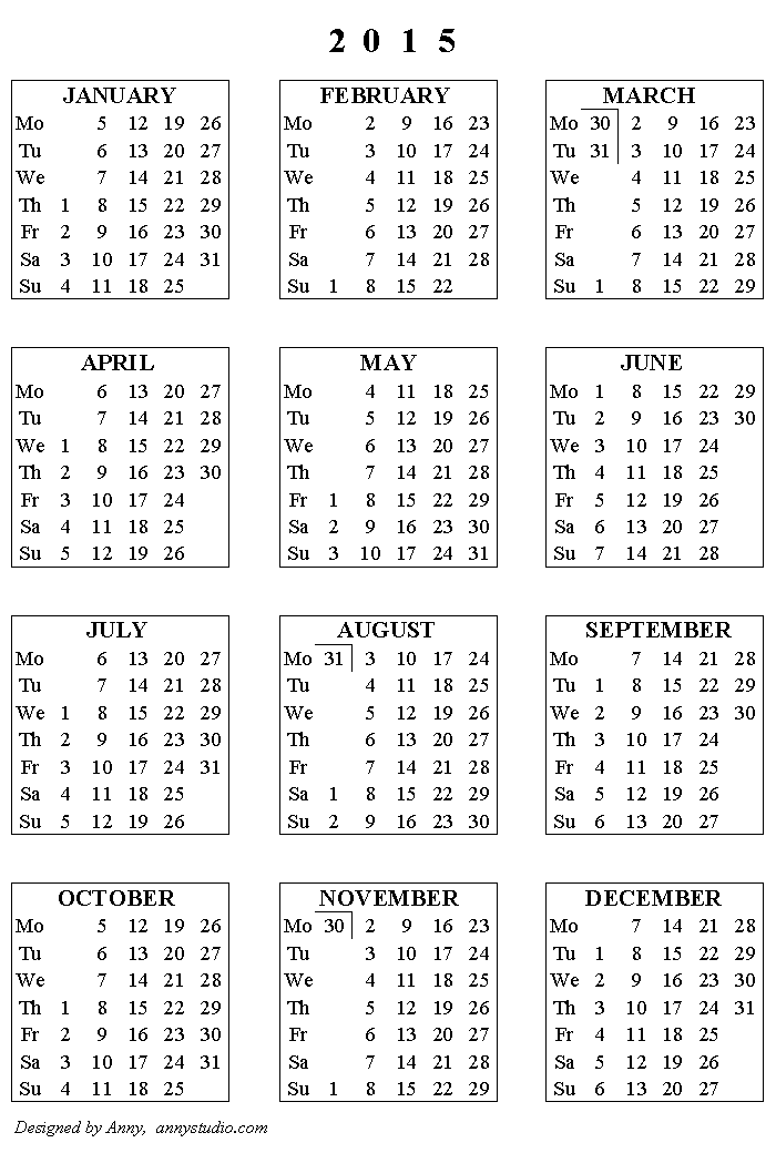 5 year calendar template