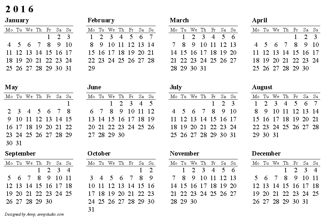 View Calendar 2016 Yearly Calendar Template 10
