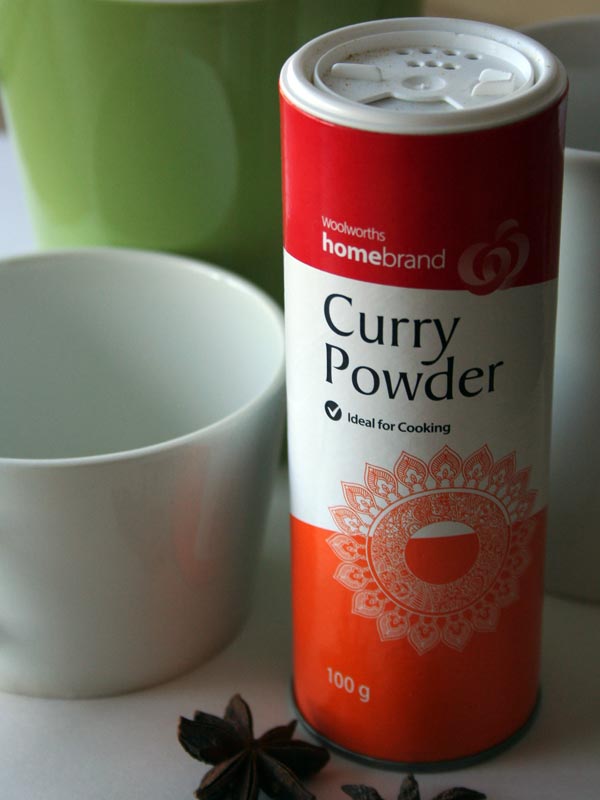 Curry powder packaging says it is ideal for cooking.