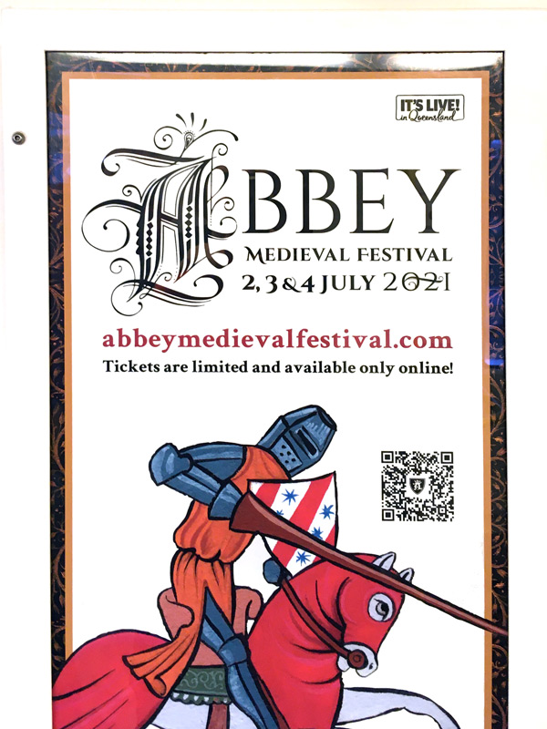 Medieval Festival poster : tickets are available only online.