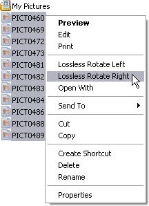 JPEG Lossless Rotator shell integration for batch photo rotation