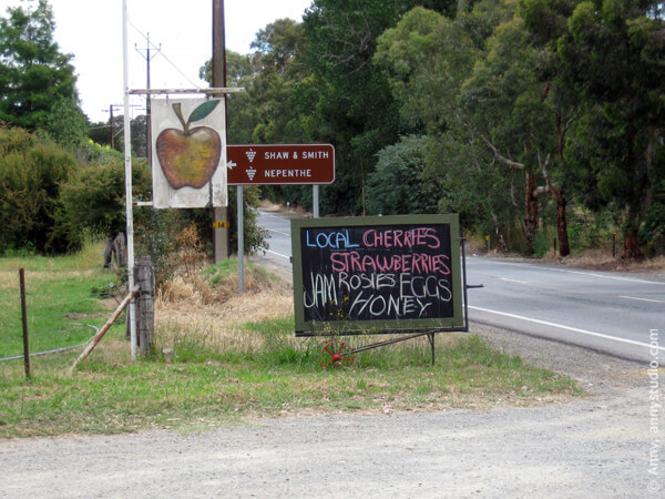 AppleFields Orchard Shop's roadside sign.