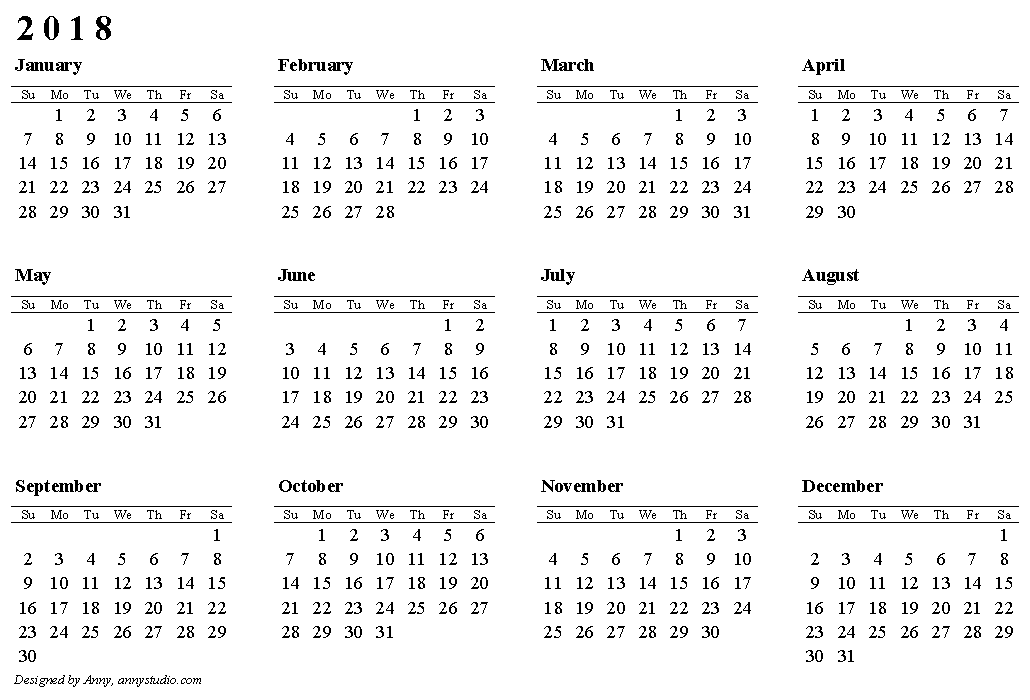 Printable Calendar Template 2016 from annystudio.com