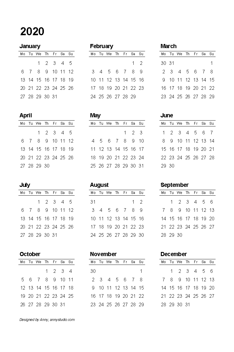 Free Printable Calendars and Planners 2020, 2021, 2022