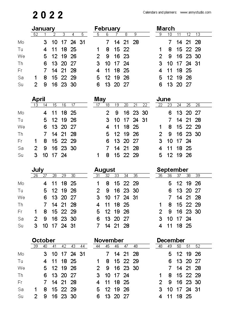 Week numbers for 2022 - What week is it?