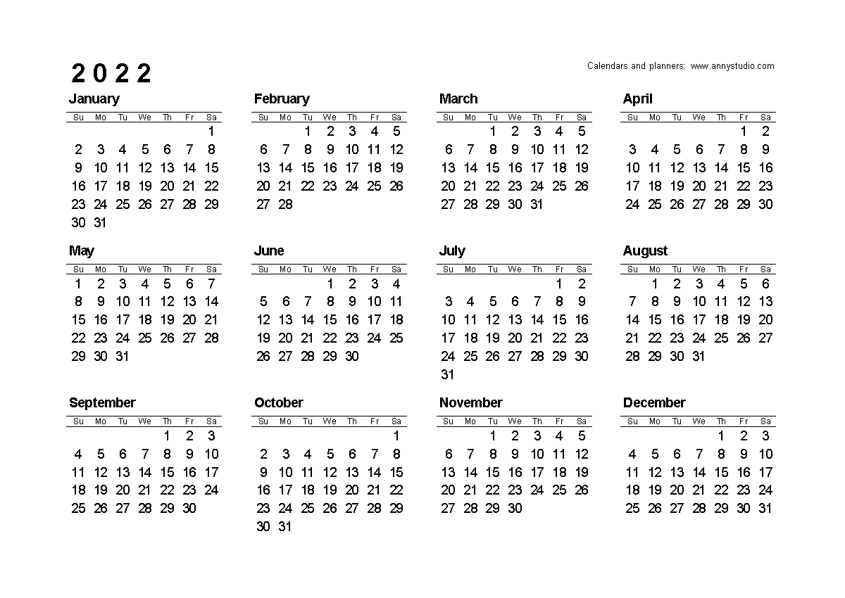 Mini Calendar 2022 Printable Free Printable Calendars And Planners 2022, 2023 And 2024