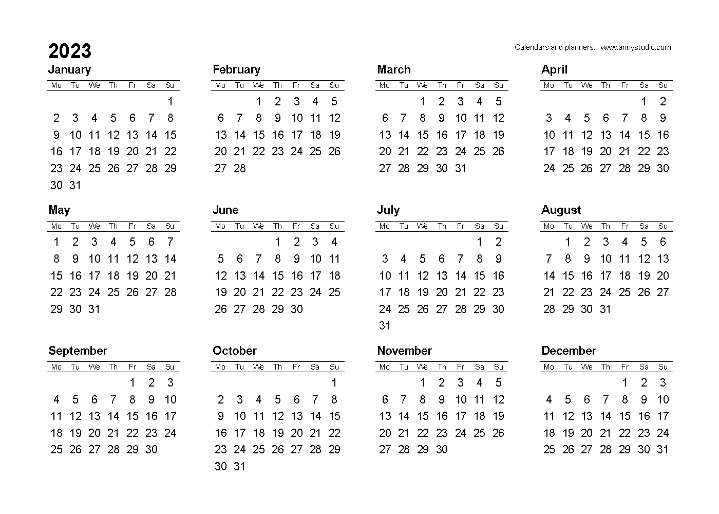 free printable calendars and planners 2022 2023 and 2024