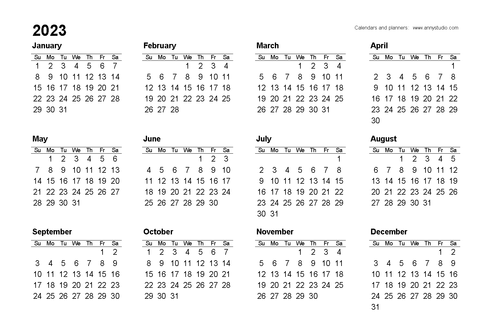 2023 indesign calendar template