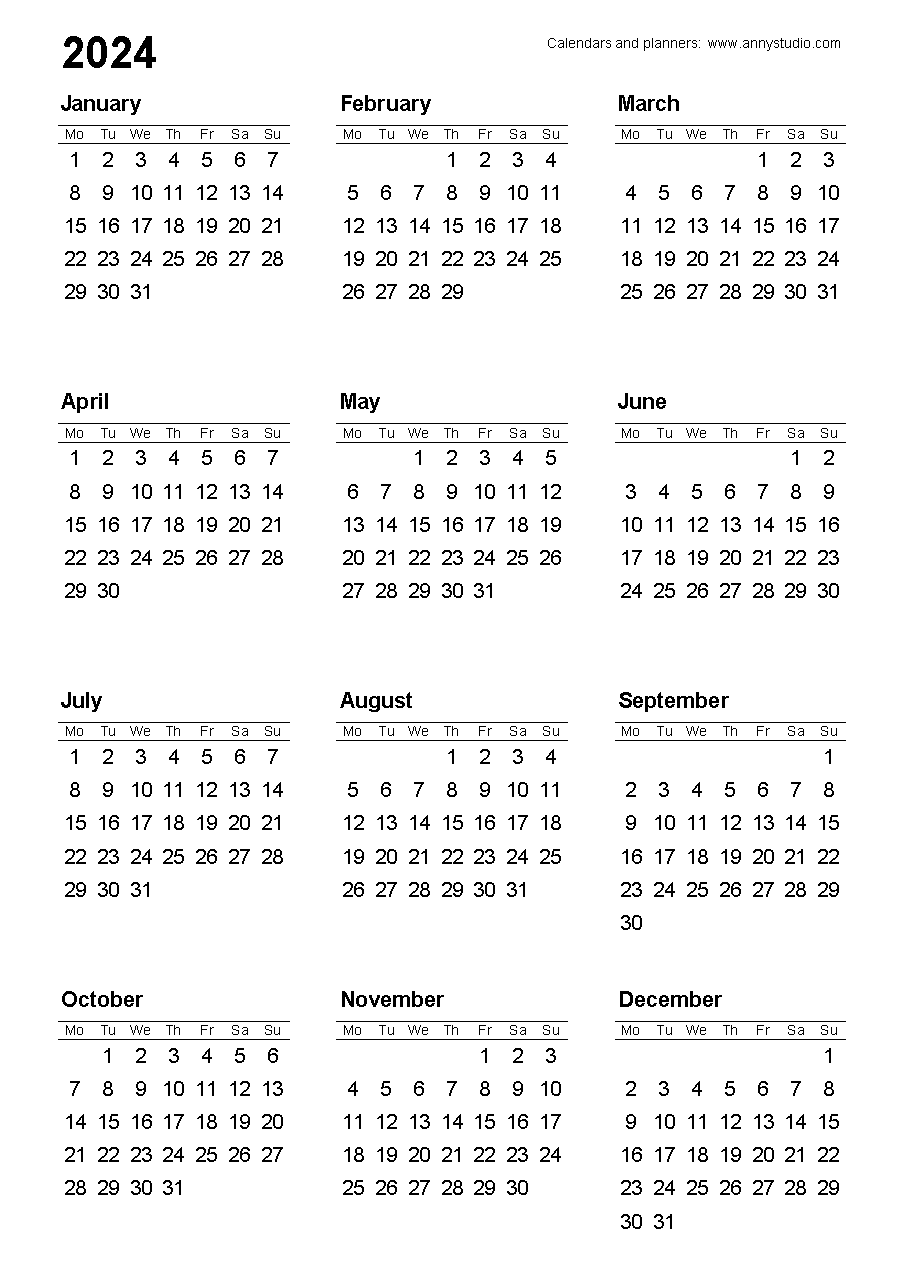 Free Printable 2024 Calendar Templates Elsepics Com