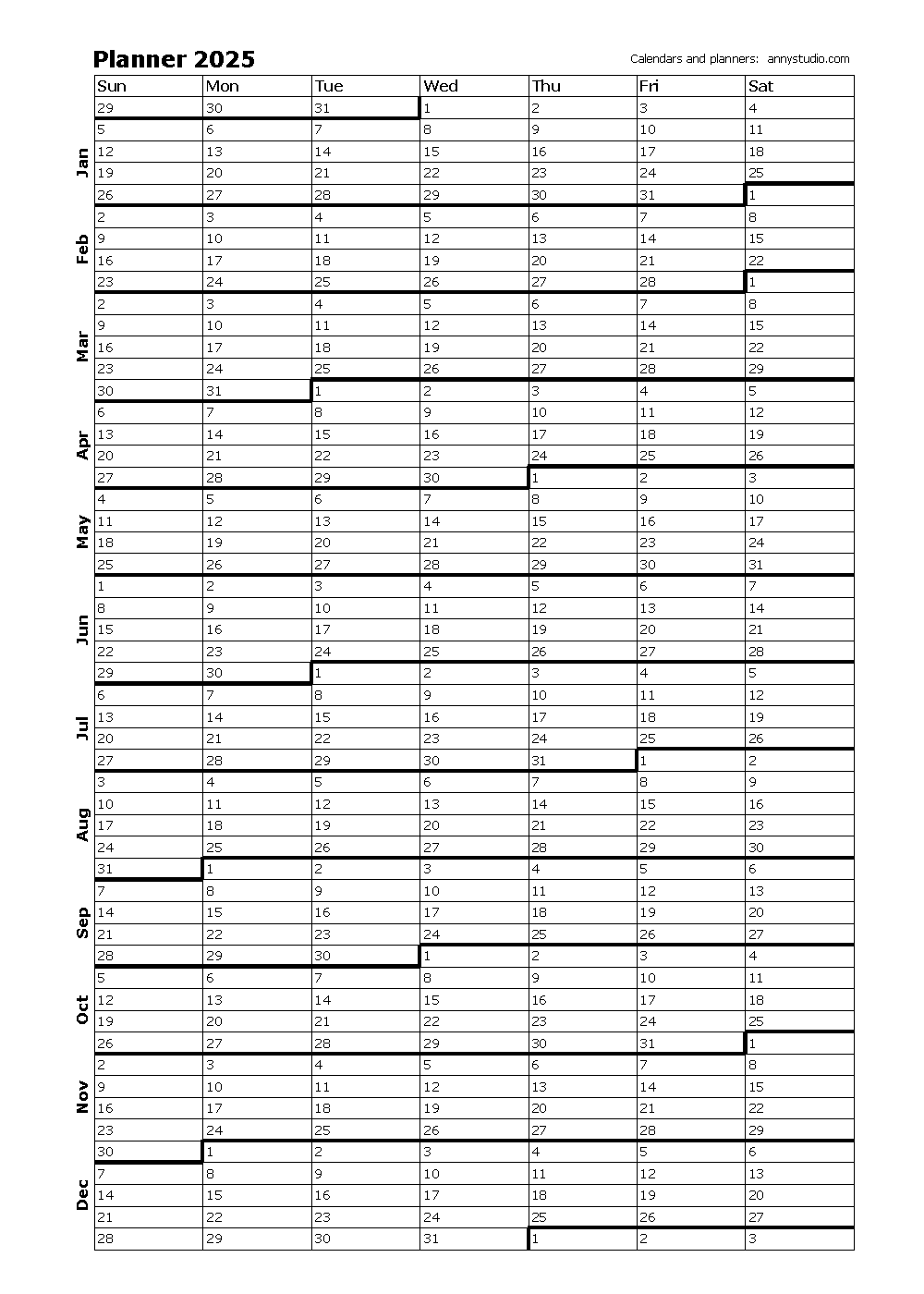 Annual Calendar With Week Numbers