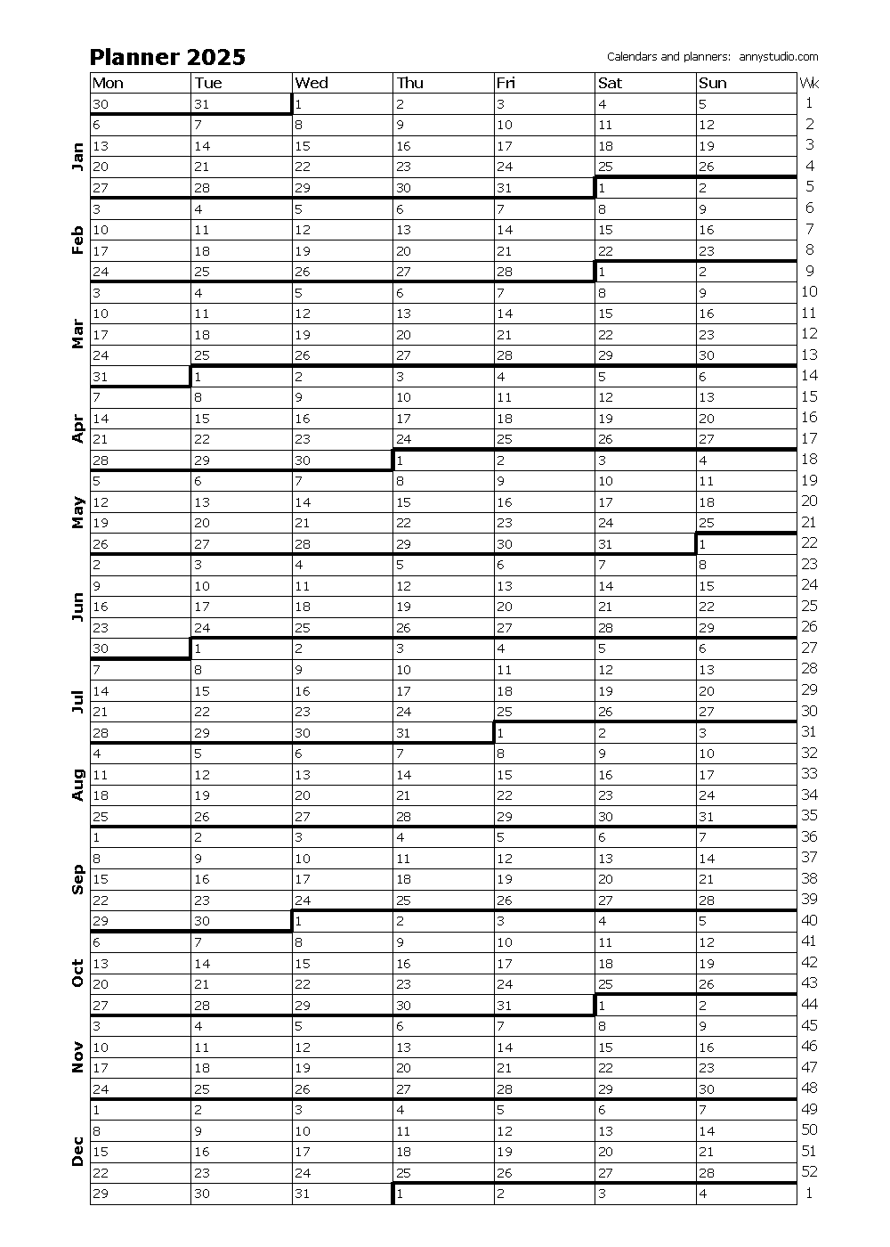 Planning Calendar 2025 Excel