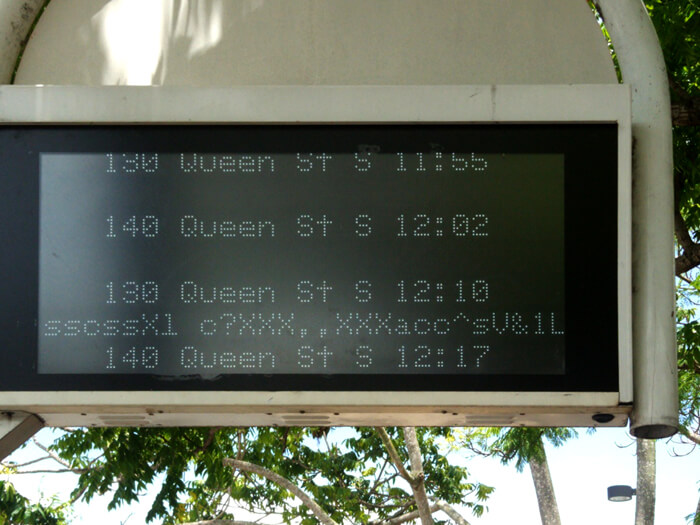 Bus stop display software glitch.