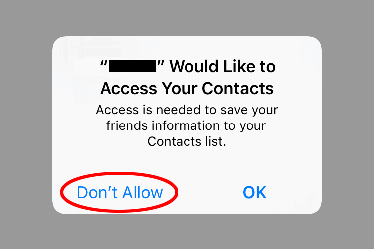 Deny other apps access to your contacts on iPhone.