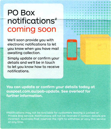 PO Box electronic notifications service promise on the renewal invoice 